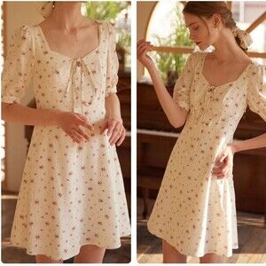 Simple Retro vintage Rosalina Floral Mini Dress coquette romantic floral women M